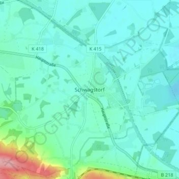 Mappa topografica Schwagstorf, altitudine, rilievo