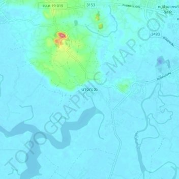 Mappa topografica Bang Kacha, altitudine, rilievo