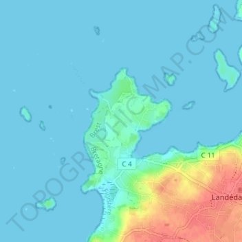 Mappa topografica Ar Vourc'h, altitudine, rilievo