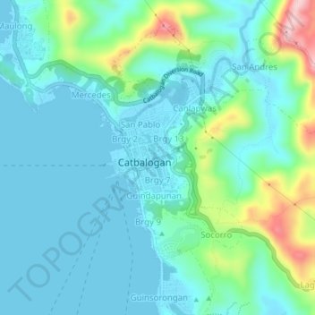 Mappa topografica Brgy 12, altitudine, rilievo
