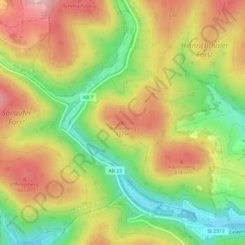Mappa topografica Büttenberg, altitudine, rilievo