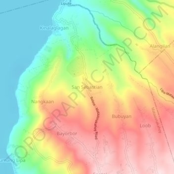Mappa topografica San Sebastian, altitudine, rilievo