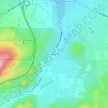 Mappa topografica Steamboat, altitudine, rilievo