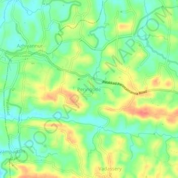 Mappa topografica Peringode, altitudine, rilievo