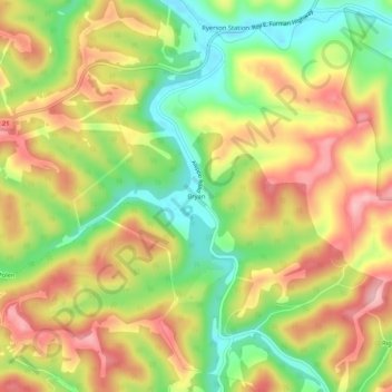 Mappa topografica Bryan, altitudine, rilievo