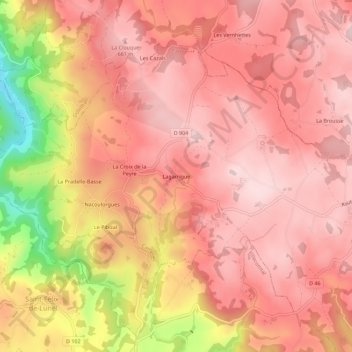 Mappa topografica Lagarrigue, altitudine, rilievo