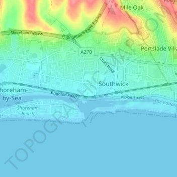 Mappa topografica Kingston Buci, altitudine, rilievo