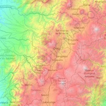 Mappa topografica Chillogallo, altitudine, rilievo