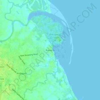 Mappa topografica Busuang, altitudine, rilievo