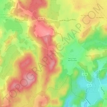 Mappa topografica Prétérit, altitudine, rilievo