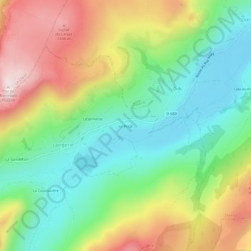 Mappa topografica La Buge, altitudine, rilievo
