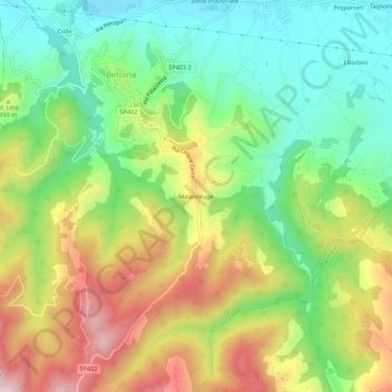 Mappa topografica Malandruge, altitudine, rilievo