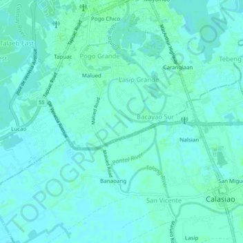 Mappa topografica Lasip Chico, altitudine, rilievo