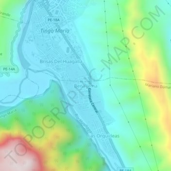 Mappa topografica Bena Jema, altitudine, rilievo