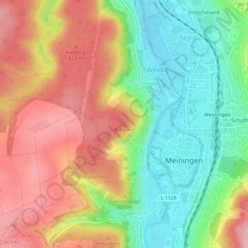 Mappa topografica Bielstein, altitudine, rilievo