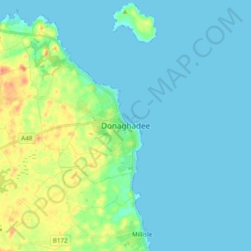 Mappa topografica Donaghadee, altitudine, rilievo