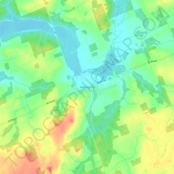 Mappa topografica Harrington, altitudine, rilievo