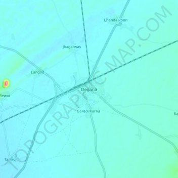 Mappa topografica Degana, altitudine, rilievo