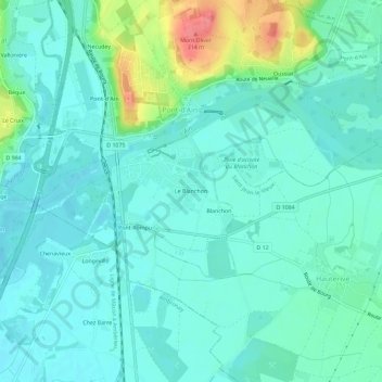 Mappa topografica Le Blanchon, altitudine, rilievo