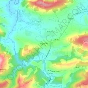 Mappa topografica San Mamés de Meruelo, altitudine, rilievo