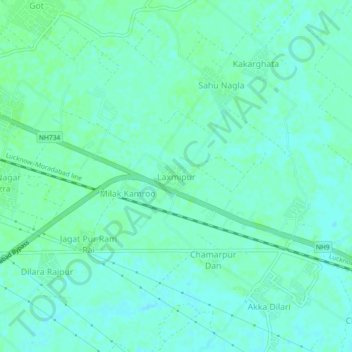 Mappa topografica Laxmipur, altitudine, rilievo