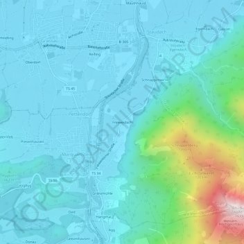 Mappa topografica Freiweidach, altitudine, rilievo