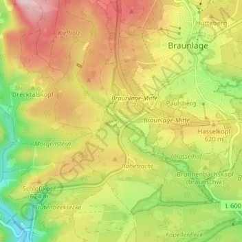 Mappa topografica Waldmühle, altitudine, rilievo
