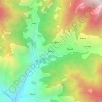 Mappa topografica Bangsil, altitudine, rilievo