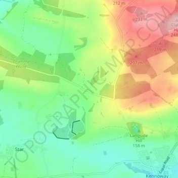 Mappa topografica Langdyke, altitudine, rilievo