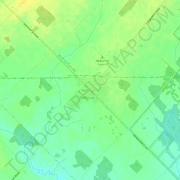 Mappa topografica Melbourne, altitudine, rilievo