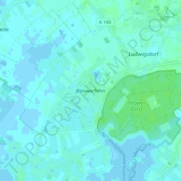 Mappa topografica Ihlowerfehn, altitudine, rilievo