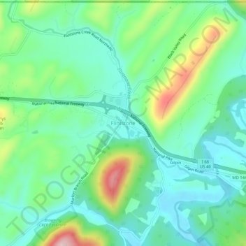 Mappa topografica Flintstone, altitudine, rilievo