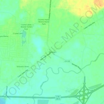 Mappa topografica Medway, altitudine, rilievo