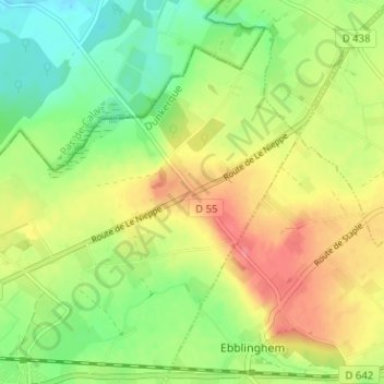 Mappa topografica Le Nieppe, altitudine, rilievo