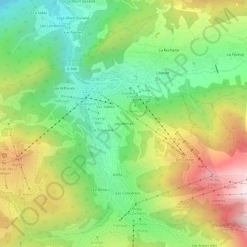 Mappa topografica Les Verrier, altitudine, rilievo