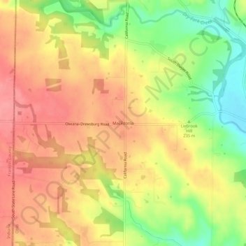 Mappa topografica Macedonia, altitudine, rilievo