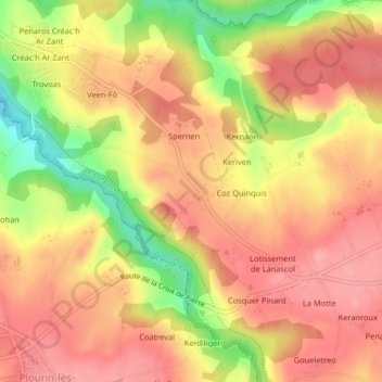 Mappa topografica Penrugaro, altitudine, rilievo