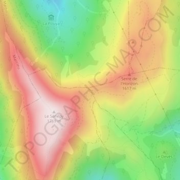 Mappa topografica Col du Sénépy, altitudine, rilievo