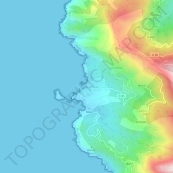 Mappa topografica Port de Centuri, altitudine, rilievo