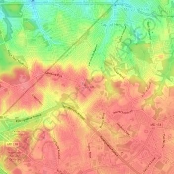 Mappa topografica Coral Hills, altitudine, rilievo