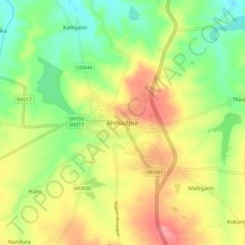 Mappa topografica Ahmadpur, altitudine, rilievo
