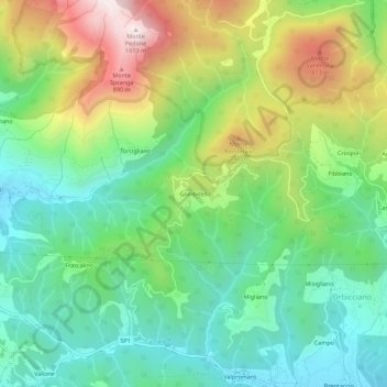 Mappa topografica Gombitelli, altitudine, rilievo