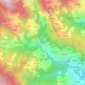 Mappa topografica Chhatri, altitudine, rilievo