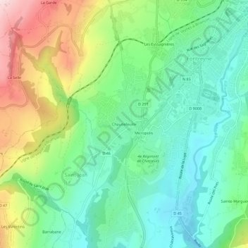 Mappa topografica Chaudefeuille, altitudine, rilievo