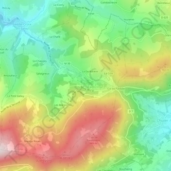 Mappa topografica Chez Courried, altitudine, rilievo