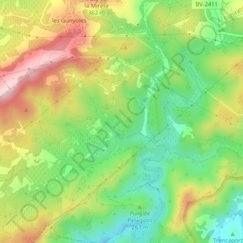 Mappa topografica Costa Blanca, altitudine, rilievo