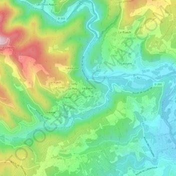 Mappa topografica Le Daber, altitudine, rilievo