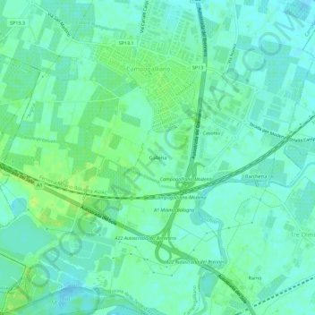 Mappa topografica Galleria, altitudine, rilievo