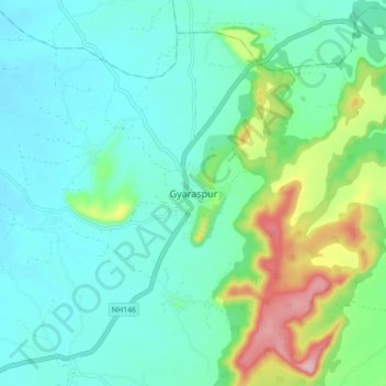 Mappa topografica Gyaraspur, altitudine, rilievo