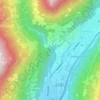 Mappa topografica Dossa, altitudine, rilievo